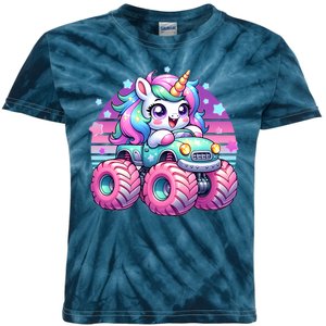 Funny Retro Cute Unicorn Monster Truck Kids Tie-Dye T-Shirt