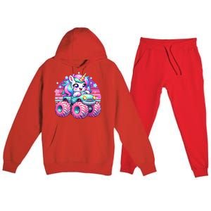 Funny Retro Cute Unicorn Monster Truck Premium Hooded Sweatsuit Set