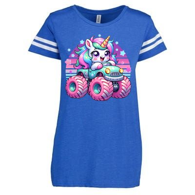 Funny Retro Cute Unicorn Monster Truck Enza Ladies Jersey Football T-Shirt