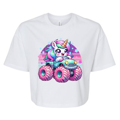 Funny Retro Cute Unicorn Monster Truck Bella+Canvas Jersey Crop Tee