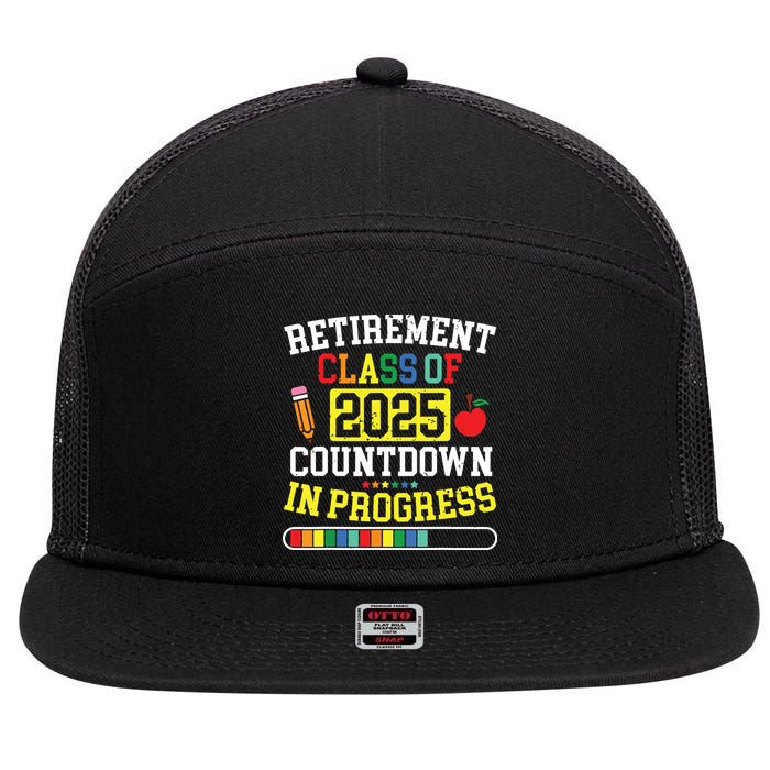 Funny Retirement Class Of 2025 Countdown In Progress Teacher 7 Panel Mesh Trucker Snapback Hat