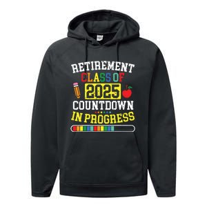 Funny Retirement Class Of 2025 Countdown In Progress Teacher Performance Fleece Hoodie