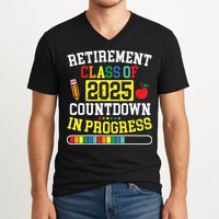Funny Retirement Class Of 2025 Countdown In Progress Teacher V-Neck T-Shirt