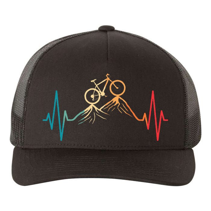 Funny Retro Cycling Heartbeat Bicycle Mountain Bike Biking Yupoong Adult 5-Panel Trucker Hat