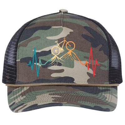 Funny Retro Cycling Heartbeat Bicycle Mountain Bike Biking Retro Rope Trucker Hat Cap