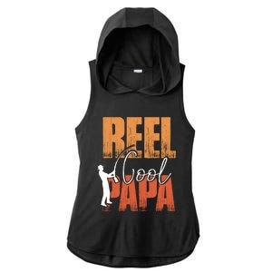 Fishing Reel Cool Papa Fisher Daddy Father's Day Gift Ladies PosiCharge Tri-Blend Wicking Draft Hoodie Tank