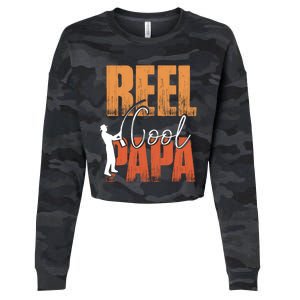 Fishing Reel Cool Papa Fisher Daddy Father's Day Gift Cropped Pullover Crew