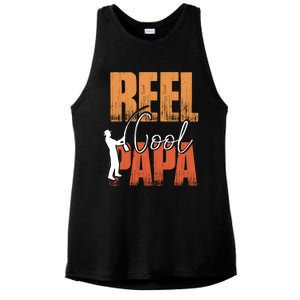 Fishing Reel Cool Papa Fisher Daddy Father's Day Gift Ladies PosiCharge Tri-Blend Wicking Tank