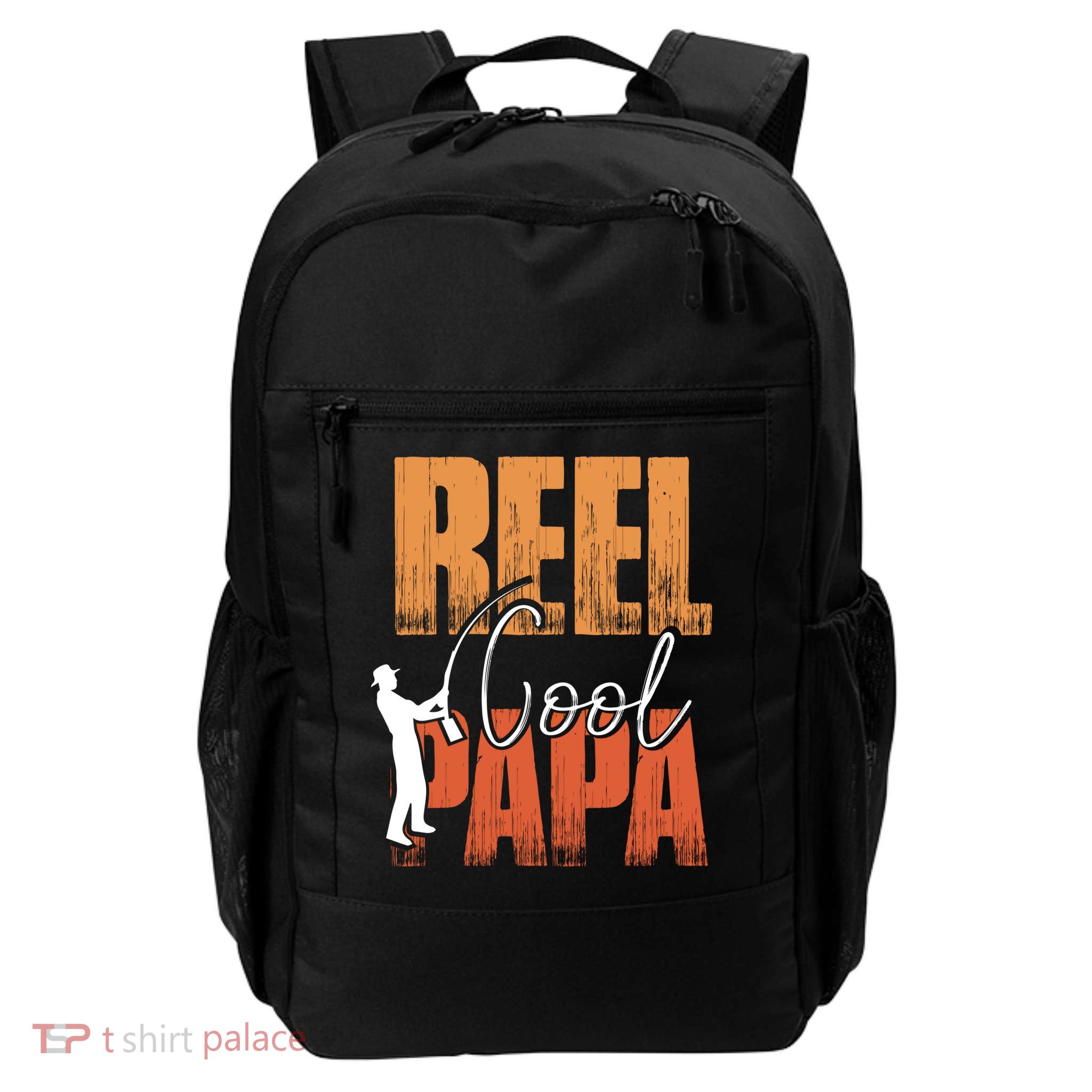 Fishing Reel Cool Papa Fisher Daddy Father's Day Gift Backpack