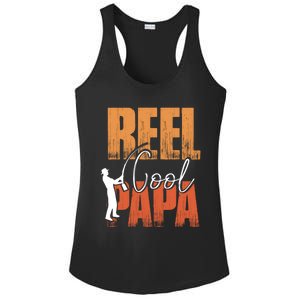 Fishing Reel Cool Papa Fisher Daddy Father's Day Gift Ladies PosiCharge Competitor Racerback Tank