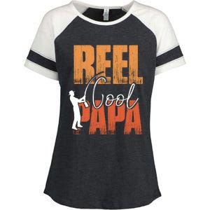 Fishing Reel Cool Papa Fisher Daddy Father's Day Gift Enza Ladies Jersey Colorblock Tee