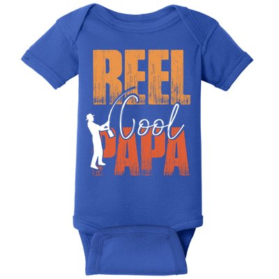 Fishing Reel Cool Papa Fisher Daddy Father's Day Gift Baby Bodysuit