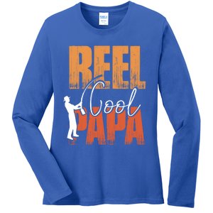 Fishing Reel Cool Papa Fisher Daddy Father's Day Gift Ladies Long Sleeve Shirt