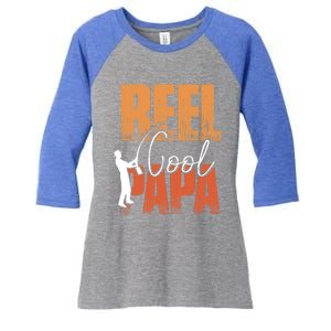 Fishing Reel Cool Papa Fisher Daddy Father's Day Gift Women's Tri-Blend 3/4-Sleeve Raglan Shirt