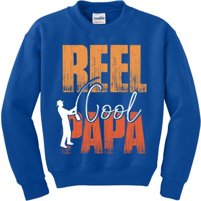 Fishing Reel Cool Papa Fisher Daddy Father's Day Gift Kids Sweatshirt
