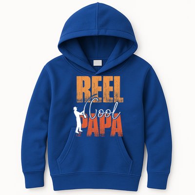 Fishing Reel Cool Papa Fisher Daddy Father's Day Gift Kids Hoodie