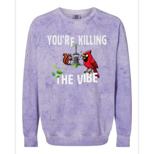 Funny Red Cardinal Squirrel Feeder Bird Watcher Killing Vibe Colorblast Crewneck Sweatshirt