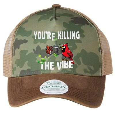 Funny Red Cardinal Squirrel Feeder Bird Watcher Killing Vibe Legacy Tie Dye Trucker Hat