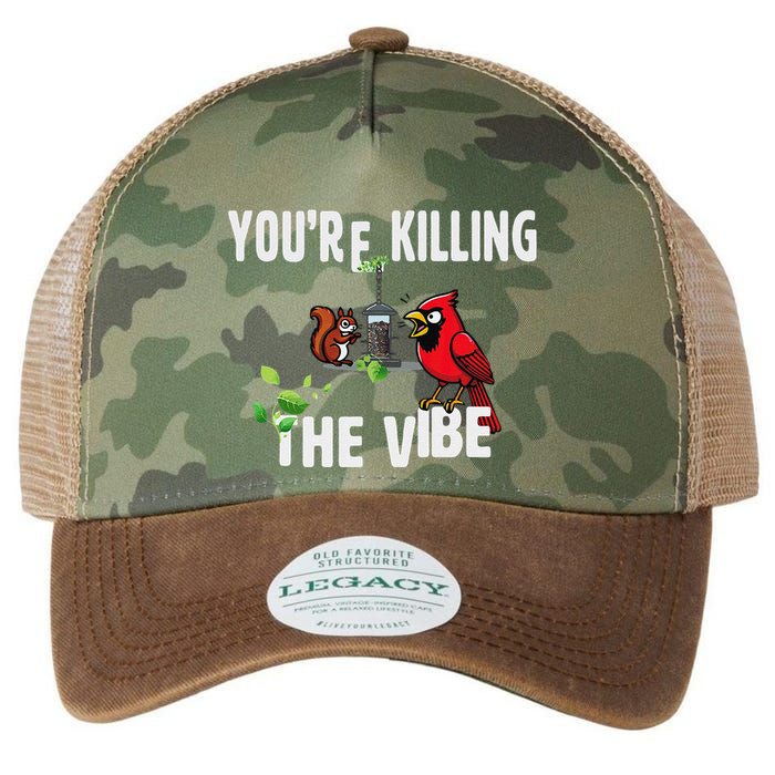 Funny Red Cardinal Squirrel Feeder Bird Watcher Killing Vibe Legacy Tie Dye Trucker Hat