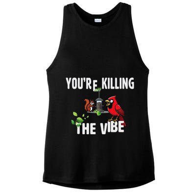 Funny Red Cardinal Squirrel Feeder Bird Watcher Killing Vibe Ladies PosiCharge Tri-Blend Wicking Tank