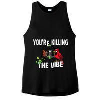 Funny Red Cardinal Squirrel Feeder Bird Watcher Killing Vibe Ladies PosiCharge Tri-Blend Wicking Tank