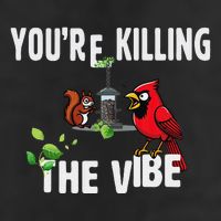 Funny Red Cardinal Squirrel Feeder Bird Watcher Killing Vibe 7 Panel Mesh Trucker Snapback Hat