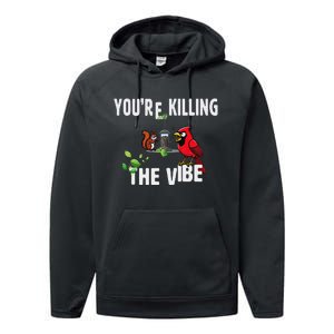 Funny Red Cardinal Squirrel Feeder Bird Watcher Killing Vibe Performance Fleece Hoodie