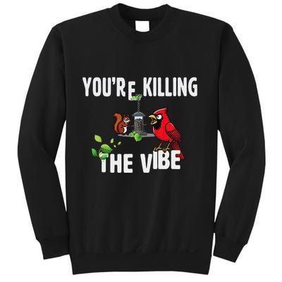 Funny Red Cardinal Squirrel Feeder Bird Watcher Killing Vibe Sweatshirt