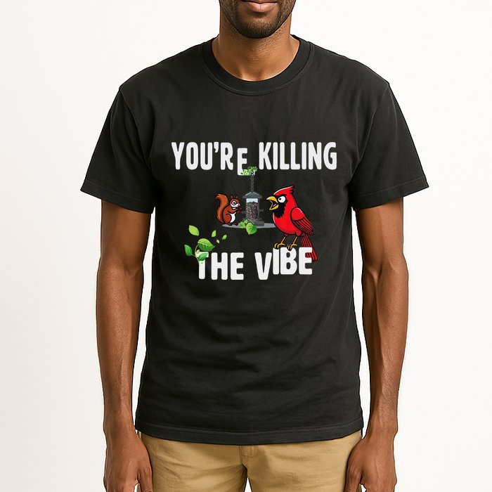 Funny Red Cardinal Squirrel Feeder Bird Watcher Killing Vibe Tall T-Shirt