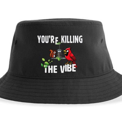 Funny Red Cardinal Squirrel Feeder Bird Watcher Killing Vibe Sustainable Bucket Hat