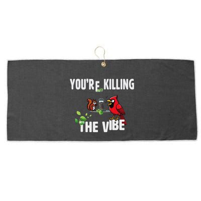 Funny Red Cardinal Squirrel Feeder Bird Watcher Killing Vibe Large Microfiber Waffle Golf Towel