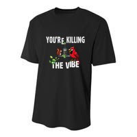 Funny Red Cardinal Squirrel Feeder Bird Watcher Killing Vibe Youth Performance Sprint T-Shirt