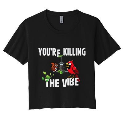 Funny Red Cardinal Squirrel Feeder Bird Watcher Killing Vibe Crop Top