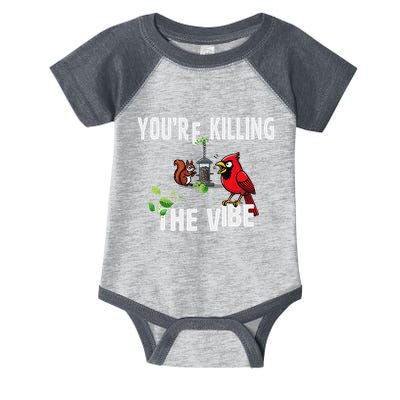 Funny Red Cardinal Squirrel Feeder Bird Watcher Killing Vibe Infant Baby Jersey Bodysuit