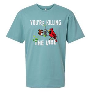 Funny Red Cardinal Squirrel Feeder Bird Watcher Killing Vibe Sueded Cloud Jersey T-Shirt