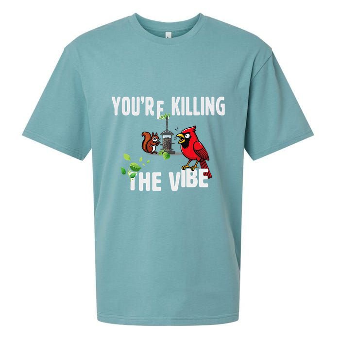 Funny Red Cardinal Squirrel Feeder Bird Watcher Killing Vibe Sueded Cloud Jersey T-Shirt