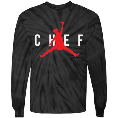 Funny Restaurant Chef Jumping Chef Knife Tie-Dye Long Sleeve Shirt