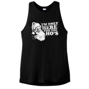 Funny Retro Christmas Santa IM Only Here For The HoS Ladies PosiCharge Tri-Blend Wicking Tank