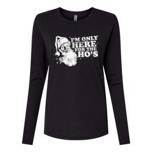 Funny Retro Christmas Santa IM Only Here For The HoS Womens Cotton Relaxed Long Sleeve T-Shirt