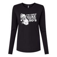 Funny Retro Christmas Santa IM Only Here For The HoS Womens Cotton Relaxed Long Sleeve T-Shirt