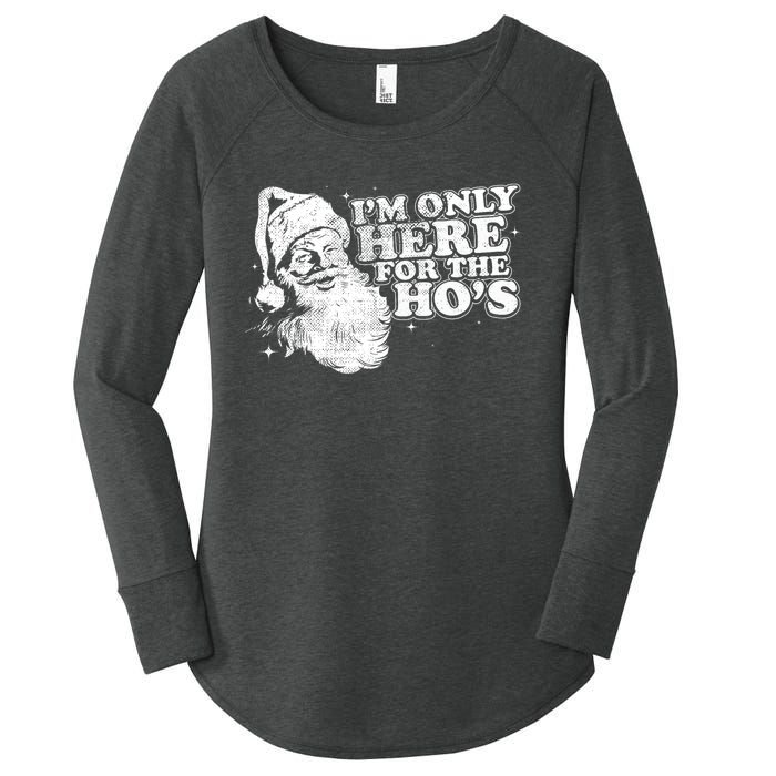 Funny Retro Christmas Santa IM Only Here For The HoS Women's Perfect Tri Tunic Long Sleeve Shirt