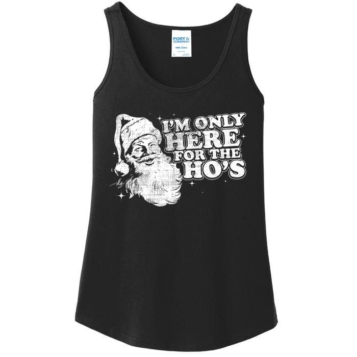 Funny Retro Christmas Santa IM Only Here For The HoS Ladies Essential Tank