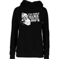 Funny Retro Christmas Santa IM Only Here For The HoS Womens Funnel Neck Pullover Hood