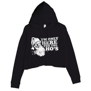 Funny Retro Christmas Santa IM Only Here For The HoS Crop Fleece Hoodie