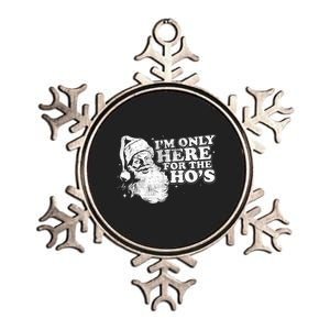 Funny Retro Christmas Santa IM Only Here For The HoS Metallic Star Ornament