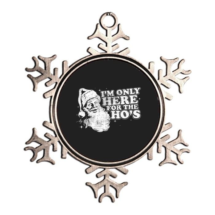 Funny Retro Christmas Santa IM Only Here For The HoS Metallic Star Ornament