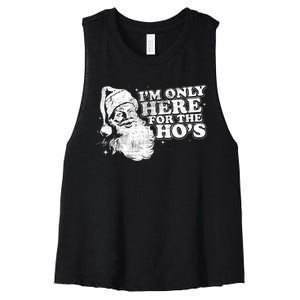 Funny Retro Christmas Santa IM Only Here For The HoS Women's Racerback Cropped Tank