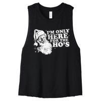 Funny Retro Christmas Santa IM Only Here For The HoS Women's Racerback Cropped Tank