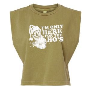 Funny Retro Christmas Santa IM Only Here For The HoS Garment-Dyed Women's Muscle Tee