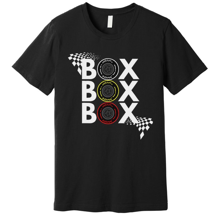 Formula Racing Car Box Box Box Radio Call To Pitbox Car Race Premium T-Shirt